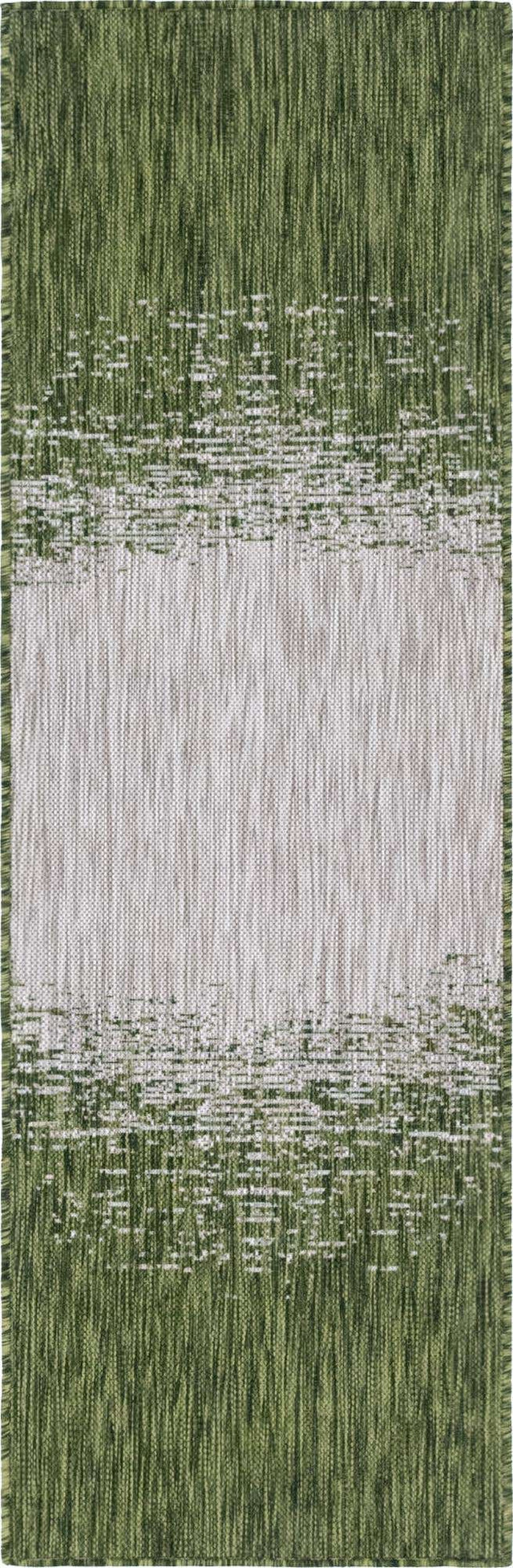 Green 2' x 6' 1 Outdoor Modern Runner Area Rug Weather Resistant for Patio, Deck, Terrace, Balcony, Porch 100% Polypropylene Modern Outside Carpet for Sale at Rug Engine