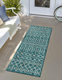 Teal 2' x 8' Outdoor Trellis Runner Area Rug Weather Resistant for Patio, Deck, Terrace, Balcony, Porch Geometric Design Water Safe Outside Carpet for Sale at Rug Engine