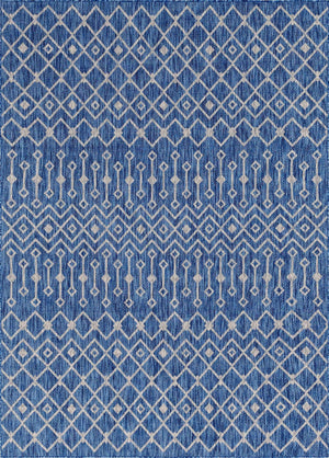 Blue 7' 1 x 10' Outdoor Trellis Rectangle Area Rug Weather Resistant for Patio, Deck, Terrace, Balcony, Porch Geometric Design Water Safe Outside Carpet for Sale at Rug Engine