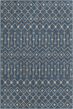 Blue 6' 1 x 9' Outdoor Trellis Rectangle Area Rug Weather Resistant for Patio, Deck, Terrace, Balcony, Porch Geometric Design Water Safe Outside Carpet for Sale at Rug Engine