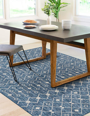 Blue 6' 1 x 9' Outdoor Trellis Rectangle Area Rug Weather Resistant for Patio, Deck, Terrace, Balcony, Porch Geometric Design Water Safe Outside Carpet for Sale at Rug Engine