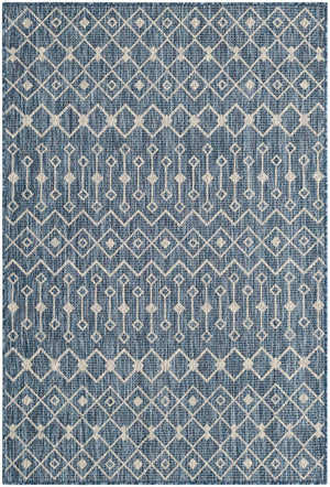 Blue 4' 1 x 6' 1 Outdoor Trellis Rectangle Area Rug Weather Resistant for Patio, Deck, Terrace, Balcony, Porch Geometric Design Water Safe Outside Carpet for Sale at Rug Engine