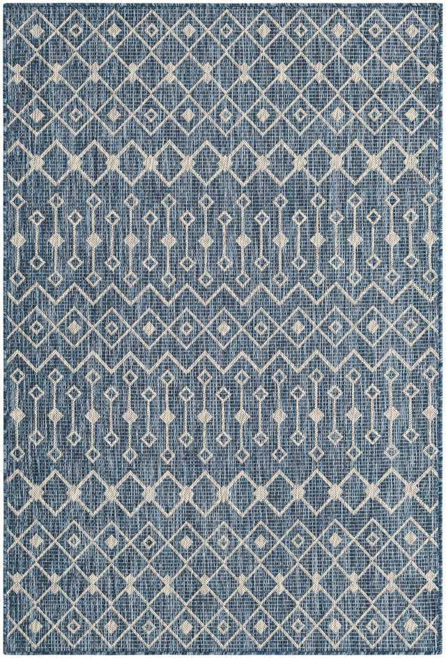 Blue 4' 1 x 6' 1 Outdoor Trellis Rectangle Area Rug Weather Resistant for Patio, Deck, Terrace, Balcony, Porch Geometric Design Water Safe Outside Carpet for Sale at Rug Engine