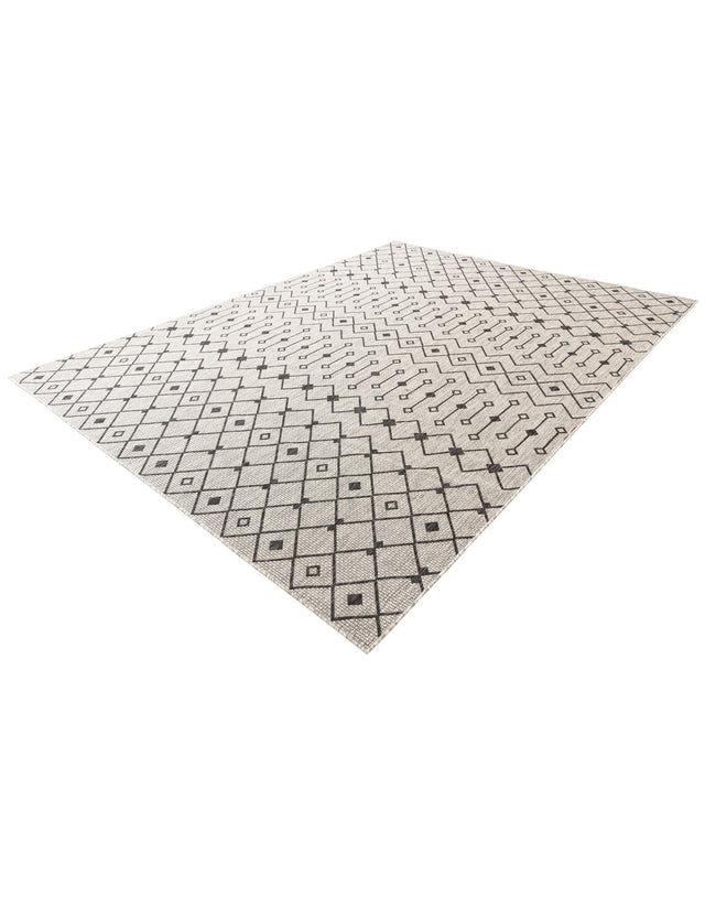 Gray 9' x 12' Outdoor Trellis Rectangle Area Rug Weather Resistant for Patio, Deck, Terrace, Balcony, Porch Geometric Design Water Safe Outside Carpet for Sale at Rug Engine