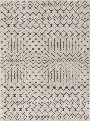Gray 9' x 12' Outdoor Trellis Rectangle Area Rug Weather Resistant for Patio, Deck, Terrace, Balcony, Porch Geometric Design Water Safe Outside Carpet for Sale at Rug Engine