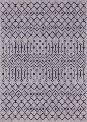 Gray 7' 10 x 11' Outdoor Trellis Rectangle Area Rug Weather Resistant for Patio, Deck, Terrace, Balcony, Porch Geometric Design Water Safe Outside Carpet for Sale at Rug Engine