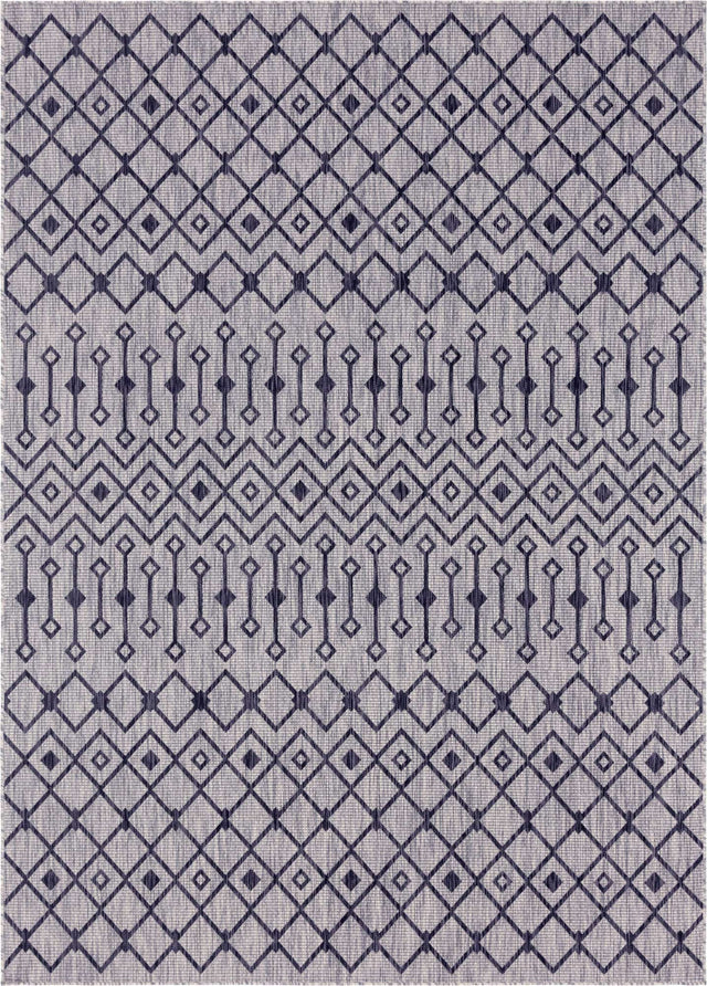 Gray 7' 10 x 11' Outdoor Trellis Rectangle Area Rug Weather Resistant for Patio, Deck, Terrace, Balcony, Porch Geometric Design Water Safe Outside Carpet for Sale at Rug Engine