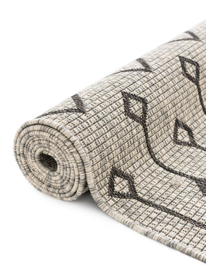 Gray 9' x 12' Outdoor Trellis Rectangle Area Rug Weather Resistant for Patio, Deck, Terrace, Balcony, Porch Geometric Design Water Safe Outside Carpet for Sale at Rug Engine