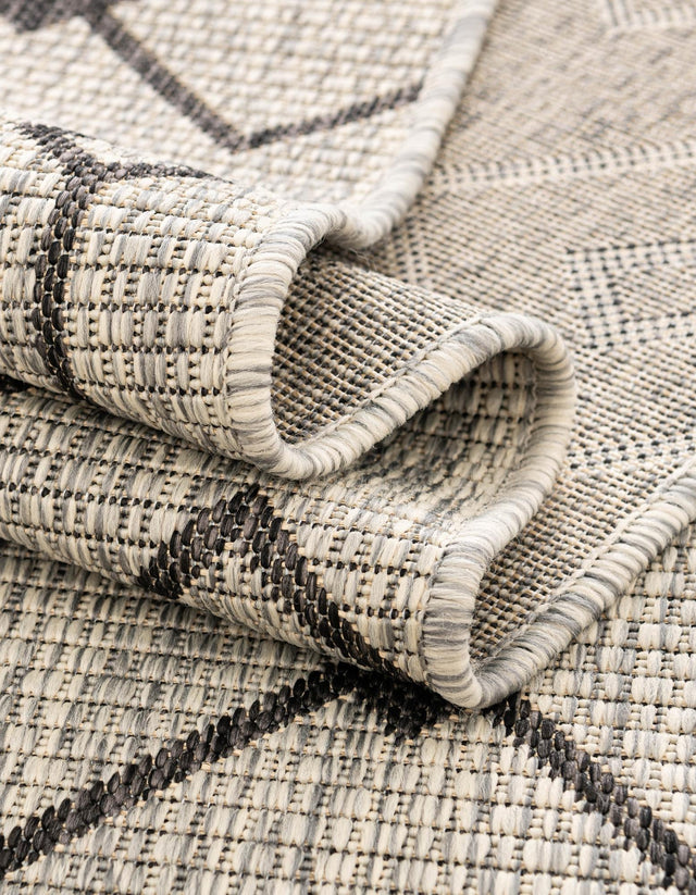 Gray 9' x 12' Outdoor Trellis Rectangle Area Rug Weather Resistant for Patio, Deck, Terrace, Balcony, Porch Geometric Design Water Safe Outside Carpet for Sale at Rug Engine