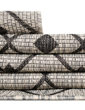 Gray 9' x 12' Outdoor Trellis Rectangle Area Rug Weather Resistant for Patio, Deck, Terrace, Balcony, Porch Geometric Design Water Safe Outside Carpet for Sale at Rug Engine