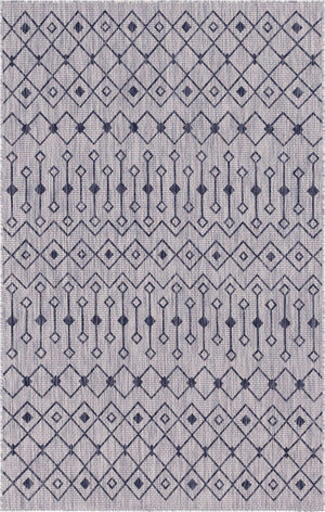 Gray 5' 3 x 8' Outdoor Trellis Rectangle Area Rug Weather Resistant for Patio, Deck, Terrace, Balcony, Porch Geometric Design Water Safe Outside Carpet for Sale at Rug Engine