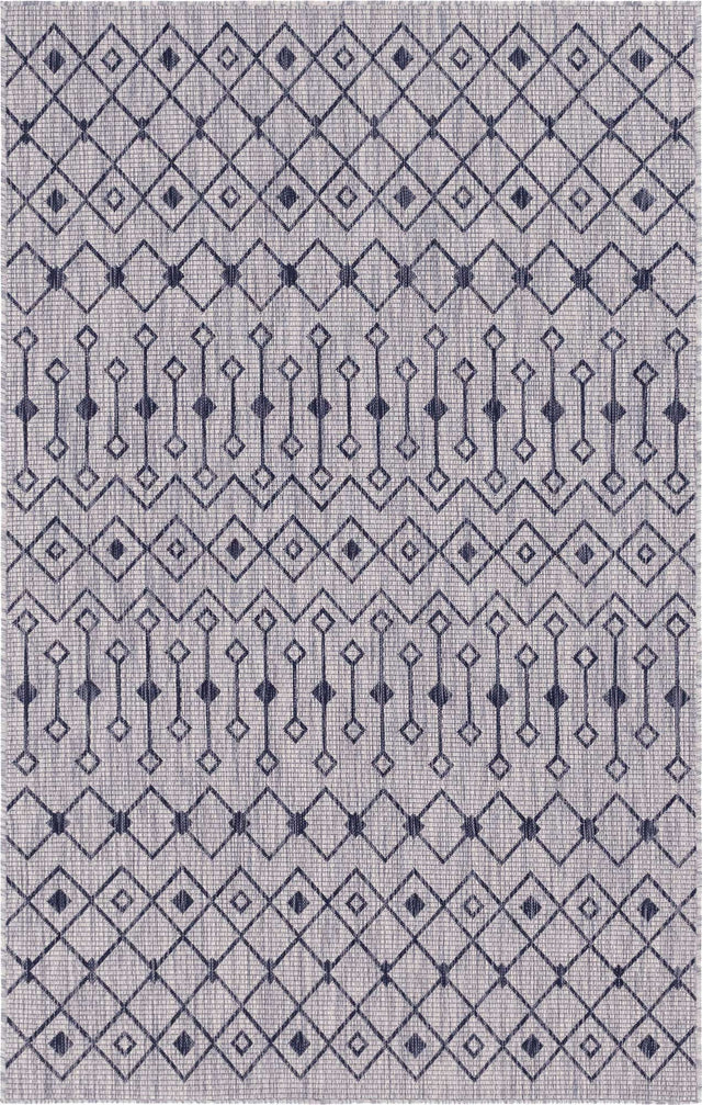 Gray 5' 3 x 8' Outdoor Trellis Rectangle Area Rug Weather Resistant for Patio, Deck, Terrace, Balcony, Porch Geometric Design Water Safe Outside Carpet for Sale at Rug Engine