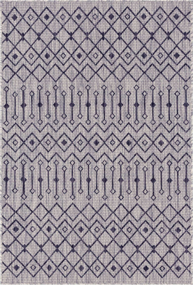 Gray 4' 1 x 6' 1 Outdoor Trellis Rectangle Area Rug Weather Resistant for Patio, Deck, Terrace, Balcony, Porch Geometric Design Water Safe Outside Carpet for Sale at Rug Engine