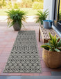 Gray 2' x 8' Outdoor Trellis Runner Area Rug Weather Resistant for Patio, Deck, Terrace, Balcony, Porch Geometric Design Water Safe Outside Carpet for Sale at Rug Engine