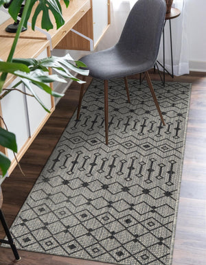 Gray 2' x 8' Outdoor Trellis Runner Area Rug Weather Resistant for Patio, Deck, Terrace, Balcony, Porch Geometric Design Water Safe Outside Carpet for Sale at Rug Engine