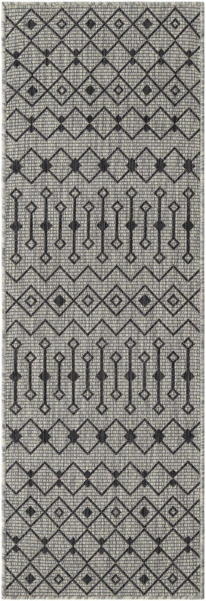 Gray 2' x 6' 1 Outdoor Trellis Runner Area Rug Weather Resistant for Patio, Deck, Terrace, Balcony, Porch Geometric Design Water Safe Outside Carpet for Sale at Rug Engine