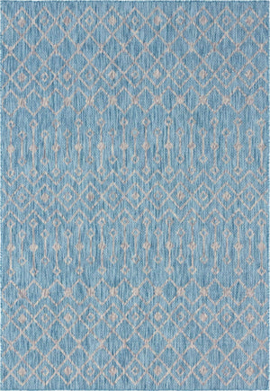 Aqua 7' 1 x 10' Outdoor Trellis Rectangle Area Rug Weather Resistant for Patio, Deck, Terrace, Balcony, Porch Geometric Design Water Safe Outside Carpet for Sale at Rug Engine