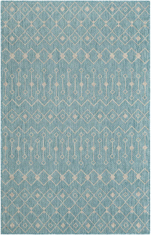 Aqua 5' 3 x 8' Outdoor Trellis Rectangle Rug