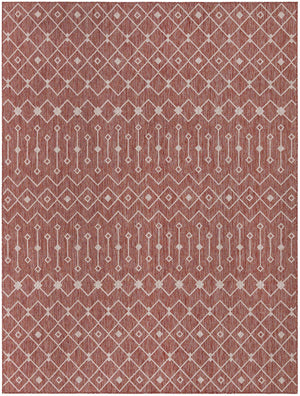 Rust Red 9' x 12' Outdoor Trellis Rectangle Area Rug Weather Resistant for Patio, Deck, Terrace, Balcony, Porch Geometric Design Water Safe Outside Carpet for Sale at Rug Engine