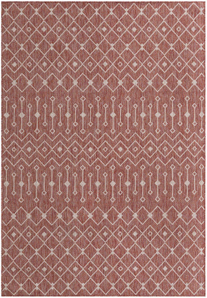 Rust Red 7' 1 x 10' Outdoor Trellis Rectangle Area Rug Weather Resistant for Patio, Deck, Terrace, Balcony, Porch Geometric Design Water Safe Outside Carpet for Sale at Rug Engine