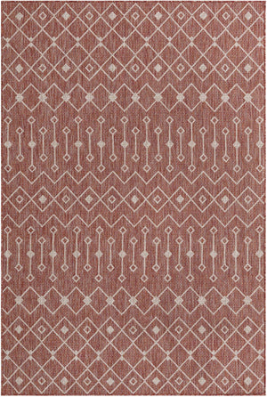 Rust Red 6' 1 x 9' Outdoor Trellis Rectangle Area Rug Weather Resistant for Patio, Deck, Terrace, Balcony, Porch Geometric Design Water Safe Outside Carpet for Sale at Rug Engine