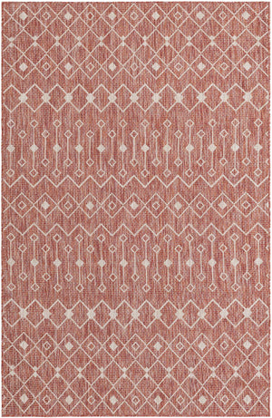 Rust Red 5' 3 x 8' Outdoor Trellis Rectangle Area Rug Weather Resistant for Patio, Deck, Terrace, Balcony, Porch Geometric Design Water Safe Outside Carpet for Sale at Rug Engine