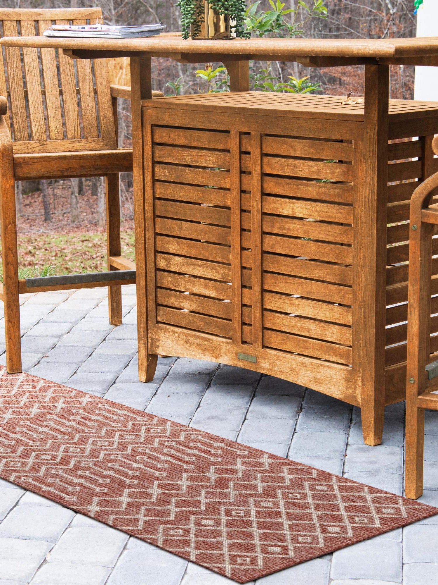 Rust Red 2' 7 x 10' Outdoor Trellis Runner Area Rug Weather Resistant for Patio, Deck, Terrace, Balcony, Porch Geometric Design Water Safe Outside Carpet for Sale at Rug Engine