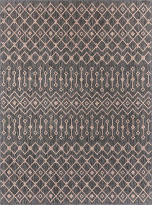 Charcoal Gray 9' x 12' Outdoor Trellis Rectangle Area Rug Weather Resistant for Patio, Deck, Terrace, Balcony, Porch Geometric Design Water Safe Outside Carpet for Sale at Rug Engine