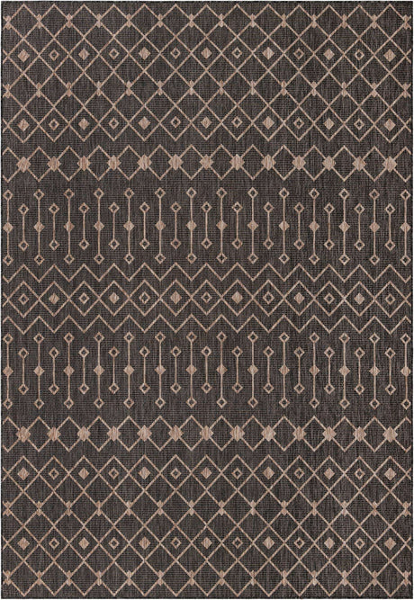 Charcoal Gray 7' 10 x 11' Outdoor Trellis Rectangle Area Rug Weather Resistant for Patio, Deck, Terrace, Balcony, Porch Geometric Design Water Safe Outside Carpet for Sale at Rug Engine