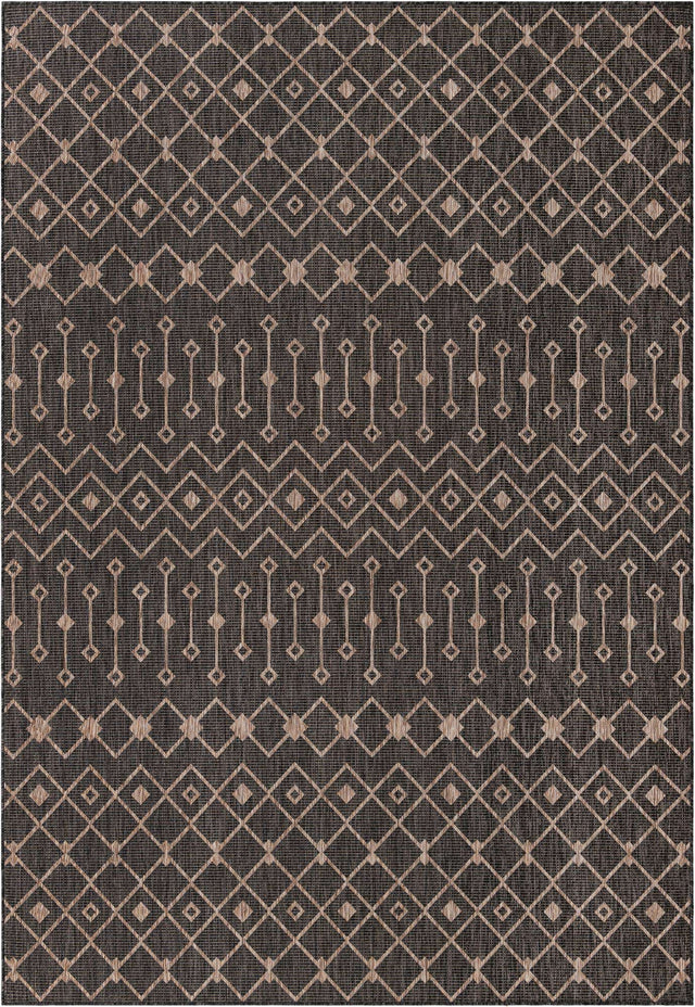 Charcoal Gray 7' 10 x 11' Outdoor Trellis Rectangle Area Rug Weather Resistant for Patio, Deck, Terrace, Balcony, Porch Geometric Design Water Safe Outside Carpet for Sale at Rug Engine