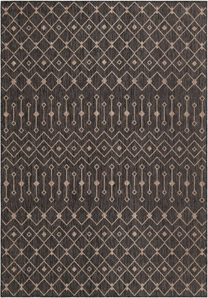 Charcoal Gray 7' 1 x 10' Outdoor Trellis Rectangle Area Rug Weather Resistant for Patio, Deck, Terrace, Balcony, Porch Geometric Design Water Safe Outside Carpet for Sale at Rug Engine