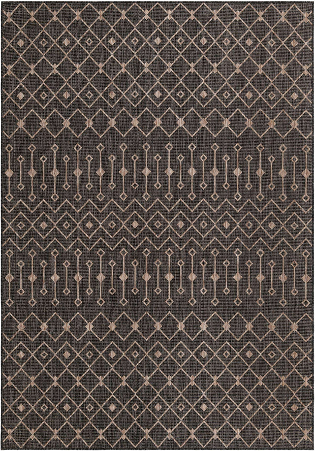 Charcoal Gray 7' 1 x 10' Outdoor Trellis Rectangle Area Rug Weather Resistant for Patio, Deck, Terrace, Balcony, Porch Geometric Design Water Safe Outside Carpet for Sale at Rug Engine
