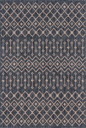 Charcoal Gray 6' 1 x 9' Outdoor Trellis Rectangle Area Rug Weather Resistant for Patio, Deck, Terrace, Balcony, Porch Geometric Design Water Safe Outside Carpet for Sale at Rug Engine