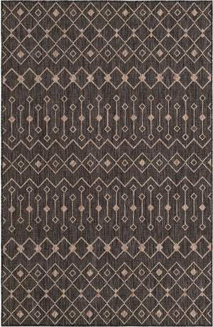 Charcoal Gray 5' 3 x 8' Outdoor Trellis Rectangle Area Rug Weather Resistant for Patio, Deck, Terrace, Balcony, Porch