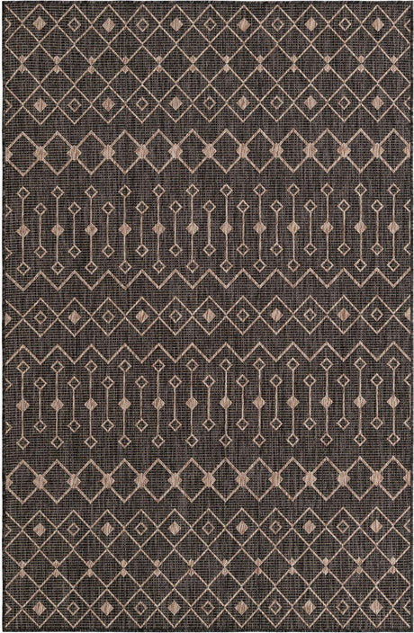 Charcoal Gray 5' 3 x 8' Outdoor Trellis Rectangle Area Rug Weather Resistant for Patio, Deck, Terrace, Balcony, Porch