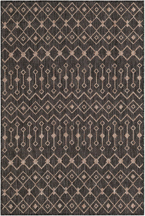 Charcoal Gray 4' 1 x 6' 1 Outdoor Trellis Rectangle Area Rug Weather Resistant for Patio, Deck, Terrace, Balcony, Porch Geometric Design Water Safe Outside Carpet for Sale at Rug Engine