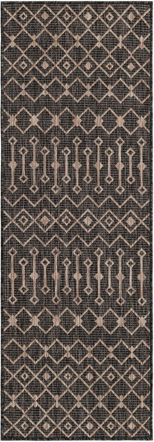 Charcoal Gray 2' x 6' 1 Outdoor Trellis Runner Area Rug Weather Resistant for Patio, Deck, Terrace, Balcony, Porch