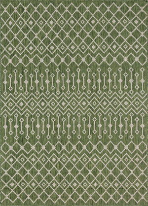Green 7' 10 x 11' Outdoor Trellis Rectangle Area Rug Weather Resistant for Patio, Deck, Terrace, Balcony, Porch Geometric Design Water Safe Outside Carpet for Sale at Rug Engine
