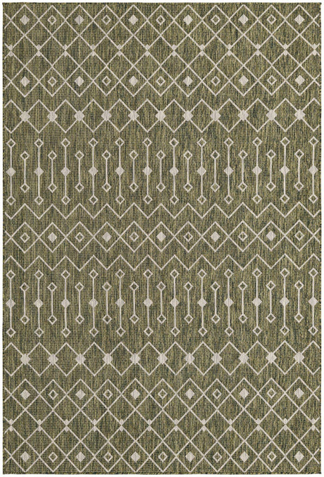 Green 6' 1 x 9' Outdoor Trellis Rectangle Area Rug Weather Resistant for Patio, Deck, Terrace, Balcony, Porch