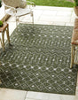 Green 4' 1 x 6' 1 Outdoor Trellis Rectangle Area Rug Weather Resistant for Patio, Deck, Terrace, Balcony, Porch Geometric Design Water Safe Outside Carpet for Sale at Rug Engine