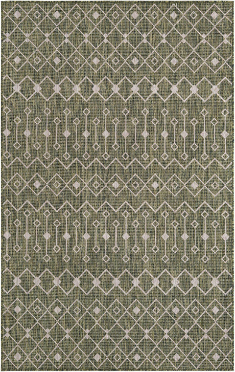 Green 5' 3 x 8' Outdoor Trellis Rectangle Area Rug Weather Resistant for Patio, Deck, Terrace, Balcony, Porch