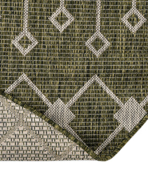 Green 13' 1 x 13' 1 Outdoor Trellis Round Area Rug Weather Resistant for Patio, Deck, Terrace, Balcony, Porch Geometric Design Water Safe Outside Carpet for Sale at Rug Engine