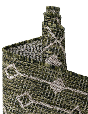 Green 13' 1 x 13' 1 Outdoor Trellis Round Area Rug Weather Resistant for Patio, Deck, Terrace, Balcony, Porch Geometric Design Water Safe Outside Carpet for Sale at Rug Engine