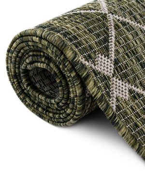Green 13' 1 x 13' 1 Outdoor Trellis Round Area Rug Weather Resistant for Patio, Deck, Terrace, Balcony, Porch Geometric Design Water Safe Outside Carpet for Sale at Rug Engine