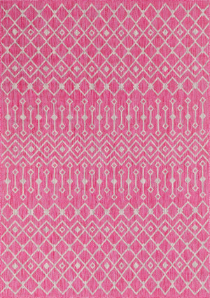 Fuschia 7' 10 x 11' Outdoor Trellis Rectangle Area Rug Weather Resistant for Patio, Deck, Terrace, Balcony, Porch Geometric Design Water Safe Outside Carpet for Sale at Rug Engine