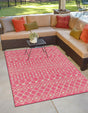 Fuschia 7' 10 x 11' Outdoor Trellis Rectangle Area Rug Weather Resistant for Patio, Deck, Terrace, Balcony, Porch Geometric Design Water Safe Outside Carpet for Sale at Rug Engine