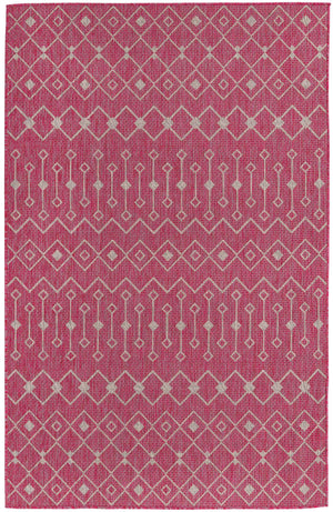 Fuschia 5' 3 x 8' Outdoor Trellis Rectangle Area Rug Weather Resistant for Patio, Deck, Terrace, Balcony, Porch