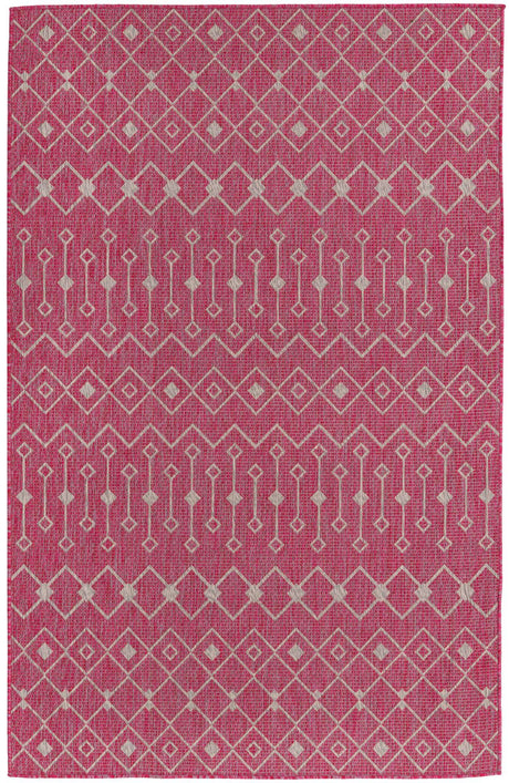 Fuschia 5' 3 x 8' Outdoor Trellis Rectangle Area Rug Weather Resistant for Patio, Deck, Terrace, Balcony, Porch