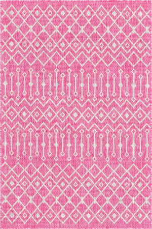Fuschia 4' 1 x 6' 1 Outdoor Trellis Rectangle Area Rug Weather Resistant for Patio, Deck, Terrace, Balcony, Porch