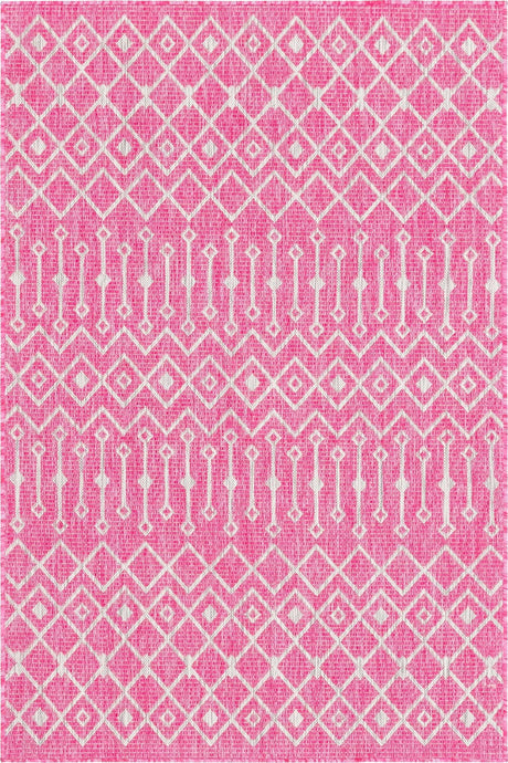 Fuschia 4' 1 x 6' 1 Outdoor Trellis Rectangle Area Rug Weather Resistant for Patio, Deck, Terrace, Balcony, Porch